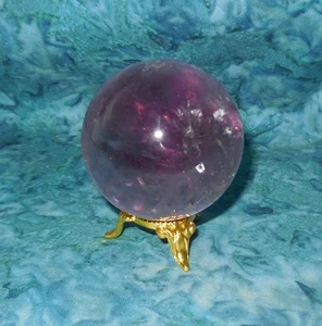 Cristal de amatista esfera de oro Stand NUEVA sobriedad Piedra Heal Adicción 52mm 7.3oz - Imagen 1 de 6