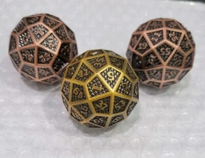 Dungeons and Dragons Dice 60 DND Ancient Copper and Gold Metal Dices Set Of 3 - Picture 1 of 4
