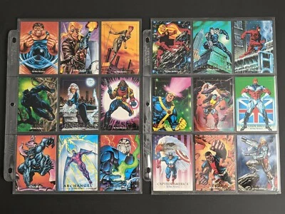 Juego base completo de obras maestras de Marvel 1992, damas perdidas, grabado de batalla y recortes erróneos Foto 1 de 4