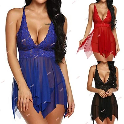 UK Sexy Ladies Lingerie Sleepwear Women Babydoll Robe Underwear Night Dress