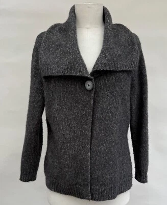Tweeds Brand Cardigan Gray Lambs Wool Angora Knit Snap Button Wide Collar 1X - Image 1 of 4