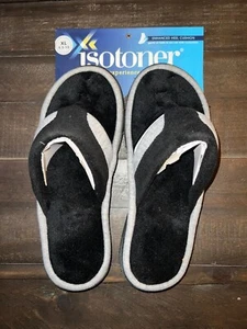 Isotoner 07319 Women's Terry Flip Flop Thong Slippers Enhanced Heel Cushion New - Picture 1 of 25