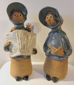 Metlox Pottery USA 1970s Salvation Army Band Poppytrail Poppets Set of 2 Figures - Picture 1 of 13