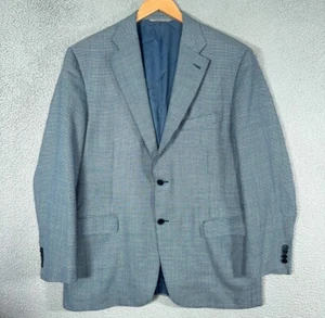 Canali Blazer mens 46 US /56 EU Blue Gray Houndstooth 100% Pure Wool Sports Coat - Picture 1 of 20