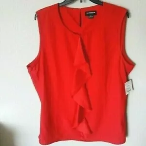 Liz Claiborne Red Ruffles Sleeveless Polyester Top XXL - Picture 1 of 4