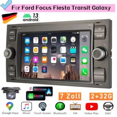 Android 13 Carplay Autoradio Für Ford Focus Fiesta Transit Galaxy 32G GPS Kamera - Bild 1 von 4