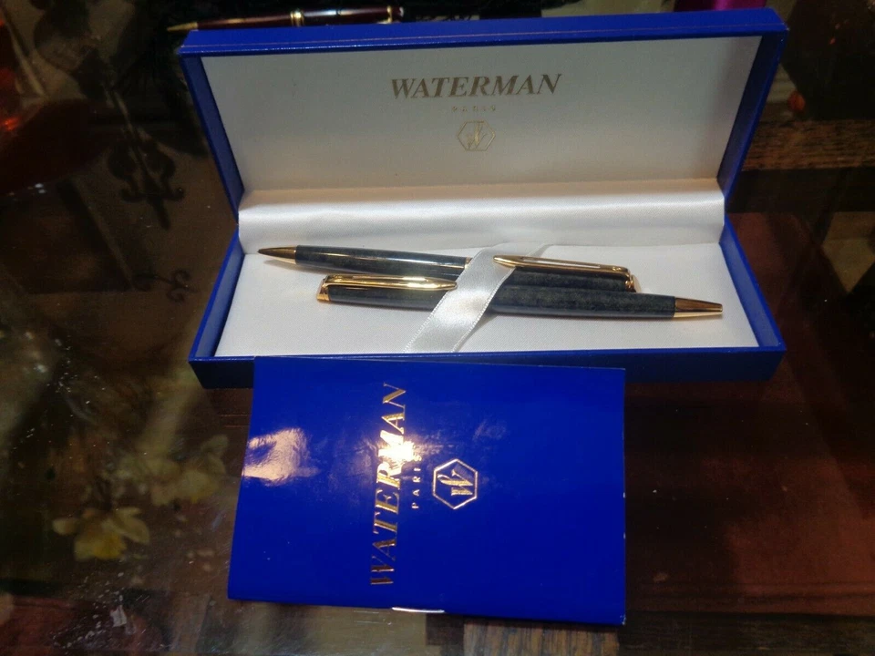 Juego de bolígrafo y lápiz Waterman Hemisphere gris mármol y dorado en caja como nuevo * Foto 1 de 1