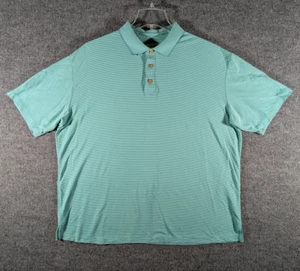 Jamaica Jaxx Mens XXL Teal Ribbed Stripe Polo Modal Blend Shirt Short Sleeve - Picture 1 of 14