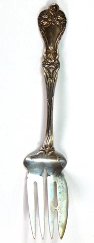 ANTIQUE ALVIN COLD MEAT FORK STERLING SILVER 8 1/2" 74g BRIDAL FLOWER SERVER Cover