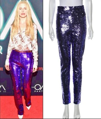 3K New Gucci 2017 Purple Sequin Skinny Stretch Party Pants 40 42 4 6 Legging M S - Image 1 of 4