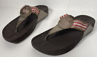 FitFlop Sandals Womens Size 10 Brown Cotton Red Strip Gold Cotton Model 2000