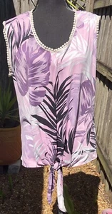 1X BUNULU Plus Size V neck Tropical Print Tie Up Tank Top Beall’s FL NWT - Bild 1 von 13