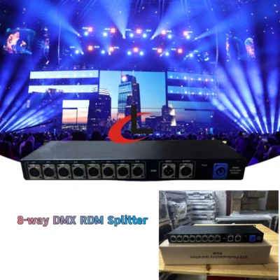Stage 8port Splitter DMX512 Signal Amplifier DMX Distributor for Stage Light - Image 1 of 4