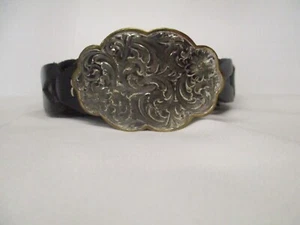 Montana Silversmith Belt Buckle Sterling Silver Plated 34" Ralph Lauren Leather - Picture 1 of 8