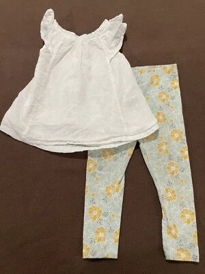 SAVANNAH Conjunto Primavera 18M Pantalones Flor Blanco Túnica Top Foto 1 de 4