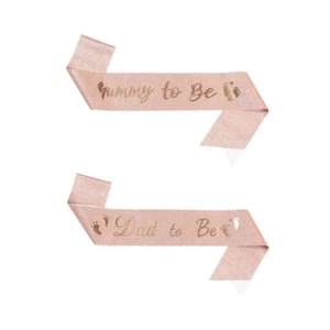 2 Colors Ava) Mummy to be sash, Mom Dad to be sash 2pcs set, Baby shower sash - Picture 1 of 4