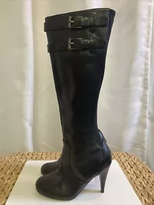 Cole Haan Air Jalisa Black Leather Tall Boots size Women's 5B - Picture 1 of 11