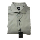 NEW HUGO BOSS Men Shirt Sage Green Long Sleeve Cutaway Collar XL 17 32/33 $138