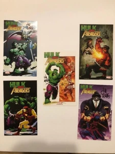 Hulk Smash Avengers 2012 5 Post Card Promo Set Marvel Comics signed Lee Weeks - Picture 1 of 7