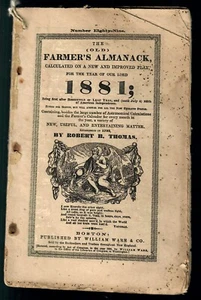 1881  Old Farmer's Almanac by Robert B. Thomas Number 89 - Imagen 1 de 1