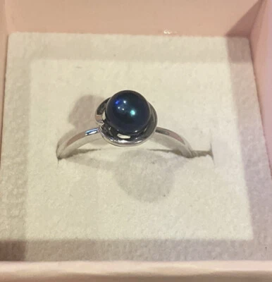 It’s Pearl Time sterling silver Zenon ring size 10 Blue mermaid Pearl 7mm - Image 1 of 3