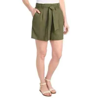 Pantalones Cortos Dalia Para Mujer Talla XL Mezcla de Lino Oliva Cintura Trasera Elástica Nuevos con Etiquetas Foto 1 de 4