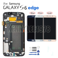 Para Samsung Galaxy S6 G920f Amoled Pantalla Lcd Digitalizador De Pantalla Táctil Marco Azul Ebay