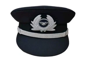 Pilot Cap with Generic Silver Cap Badge Navy Blue Airline Cap R2201 - Picture 1 of 4