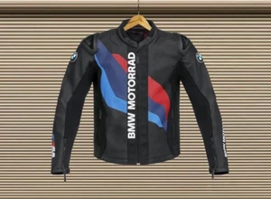 BMW Motorrad Black Motorcycle Racing Leather Jacket Genuine Cowhide Leather And - Bild 1 von 4