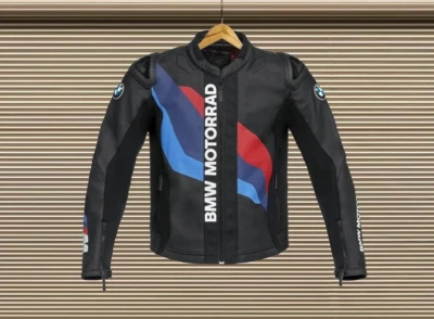 BMW Motorrad Black Motorcycle Racing Leather Jacket Genuine Cowhide Leather And - Image 1 of 4