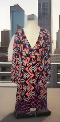 Anthropologie Porridge Size S Flounced Mixed Print Amity Wrap Ruffle Dress - Image 1 of 4