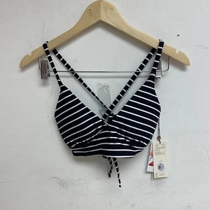 Calia Womens Triangle Strappy Tie Back Bikini Top Stripe Black/White WSA23201PRT - Picture 1 of 9