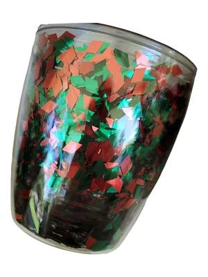 Vasos Tervis, Juego de 4, rojo y verde Navidad, brillo de confeti, nuevos en caja Foto 1 de 4