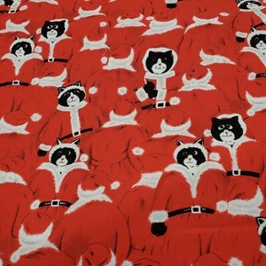 Esmoquin blanco negro de alta moda gato en traje de Santa tela de algodón 2 yardas Navidad  - Imagen 1 de 5