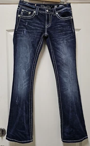 Miss Me Jeans Womens 27x32 Blue Bootcut Pick Stitched Flap Pocket JS5609BV - Picture 1 of 23