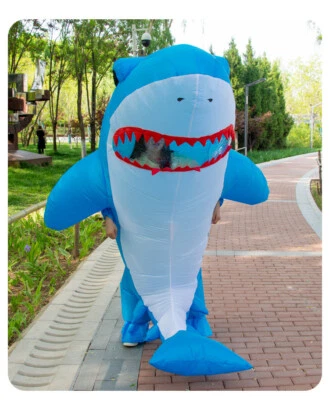 Divertido traje inflable para adultos divertido disfraz de tiburón inflable Halloween disfraces fiesta Foto 1 de 4