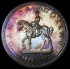 1873-1973 CANADA DOLLAR - RCMP MOUNTED POLICE - .500 SILVER - BEAUTIFUL TONED