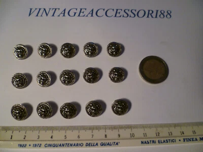 15 BOTTONI VINTAGE TESTA LEONE COLOR ARGENTO SCURO DIAMETRO 1,3 CM SARTORIA - Immagine 1 di 4