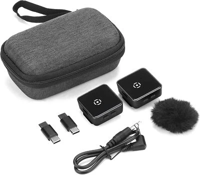 Lavalier Mic Dual Wireless Lapel Mics with Real-time Monitoring, Gain Adjustment - Image 1 of 4