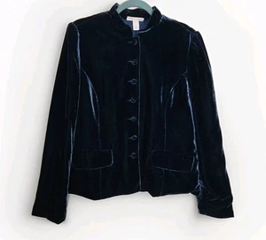 Blazer de terciopelo azul Dressbarn talla 12 - Imagen 1 de 9