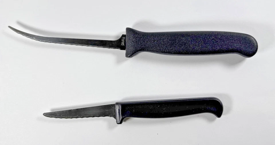 Cuchillo para filete de acero inoxidable vintage Mid Century Ginsu EE. UU. + cuchillo dentado Foto 1 de 4