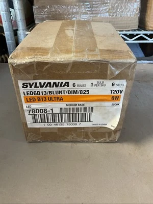 New Box Of 6 Sylvania 6W LED B13 Ultra Light Bulbs Dimmable Medium 300lm - Image 1 of 4