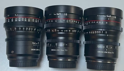 Kit de 3 lentes de cine Meike S35 Prime - 18 mm + 35 mm + 50 mm 2,1 T * (Canon EF) Foto 1 de 4