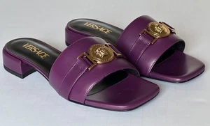 VERSACE Medusa Women's Plum Sandals 7 US (37 Euro) 1014748 Spain NIB $900 - Picture 1 of 15