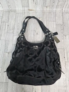 COACH MADISON MAGGIE 14305 Black Signature C Handled Satchel Handbag - Picture 1 of 12