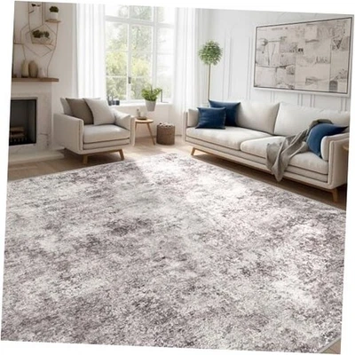 Abstract 10x14 Washable Rug: Modern Non Slip Area Rug Soft Carpet Foldable  - Image 1 of 4