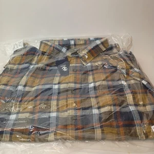 IZOD Mens Flannel Shirt 3XL Multicoloured Check Cotton Dull Gold - Picture 1 of 6