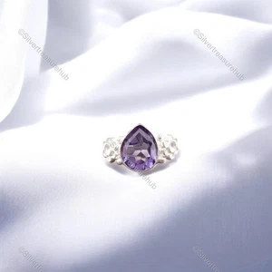 Oferta de Halloween Piedras Preciosas de Iolita Banda Única Anillo Promesa Joyería Plata Esterlina - Imagen 1 de 5