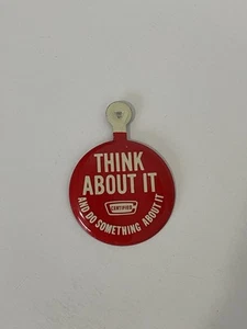 Certified Oil Co, Think About It And Do Something About It Vintage Pin Button - Picture 1 of 4