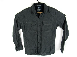 Camisa con botones Kuhl Descendr para hombre pequeña franela manga larga gris carbón - Imagen 1 de 8